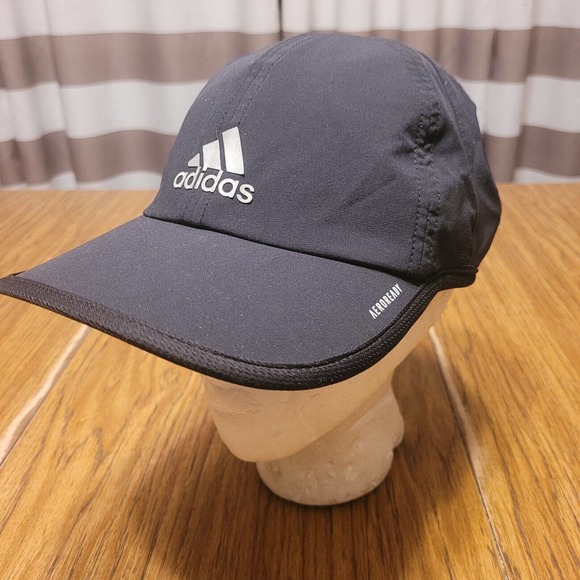 adidas Other - Adidas Hat Cap Strap Back Black White Logo Aeroready Lightweight Athletic Mens